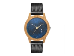 Reloj De Pulsera Unisex De Cuarzo Con Dial Redondo Y Correa De Malla Zhoulianfa Negro