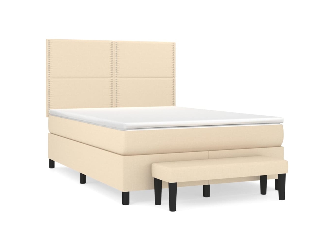 Cama com Molas/colchão 140x200 Cm Tecido Cor Creme MAISON EXCLUSIVE