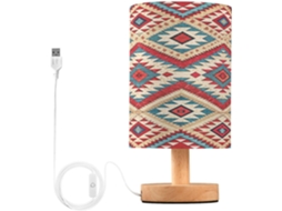 Abajur De Cabeceira Com Estampa Étnica Para Quarto, Portas De Carregamento Usb C, Luminária De Mesa Cabeceira, Luminária