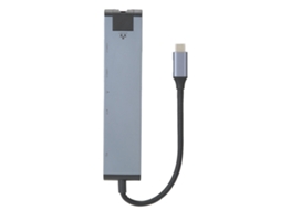 Hub De Placa De Rede Typec 7 Em 1 Adaptador Usb Hdmi Pd Cartão De Memória Rj45 Cinza
