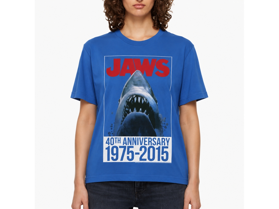 Rockinstone Jaws Movie Forty Solid Royal Adult T-shirt Size:m
