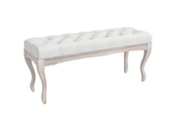 Banco Pé Cama Acolchoado Creme Madeira