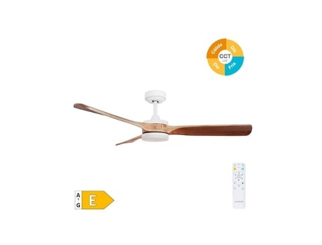 Ventilador De Teto Misstreta Com Luz Led Regulável E Controle Remoto Branco E Efeito Madeira Niaros (40w 3cct 1534lm)