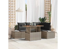 Vidaxl Conjunto De Sofá De Jardim 5 Unid. Cinzeto Rattan Sintético