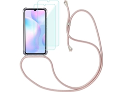 Capa + Película Xiaomi Redmi 9A HONGWE. Com corda Transparente, Rosa