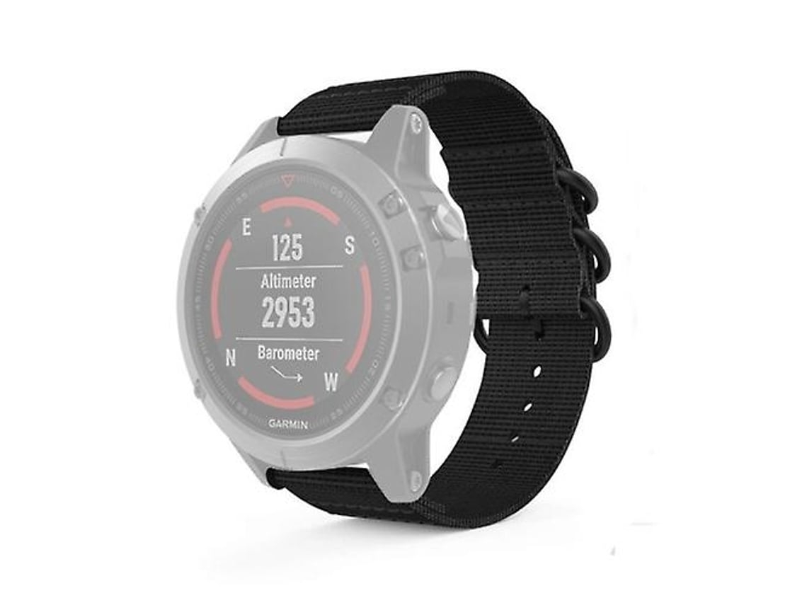 Pulseira Universal Garmin Fenix ​ ​ ​ ​ 3/ 5x De 26 Mm, Três Argolas, Nylon, Preta.
