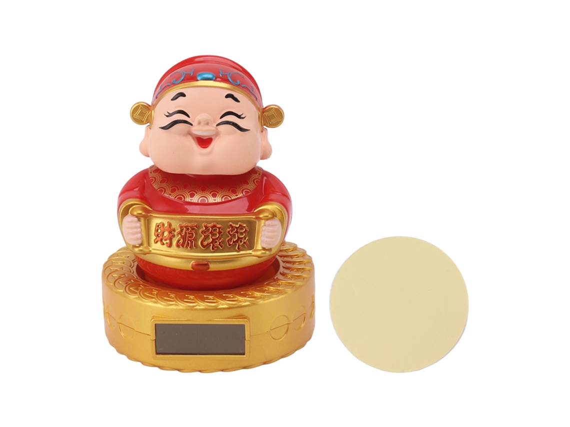 Estátua Baok de Cai Shen Solar com Cabeça Móvel, Escultura Decorativa Chinesa de Feng Shui para Carro