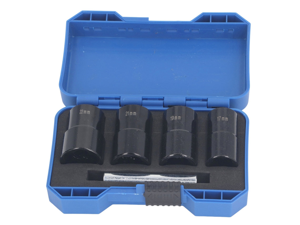 Kit De Extractores De Porcas E Parafusos De Impacto 1/2", Aço Cr Mo, Métrico 17mm, 19mm, 21mm, 22mm (5 Peças)