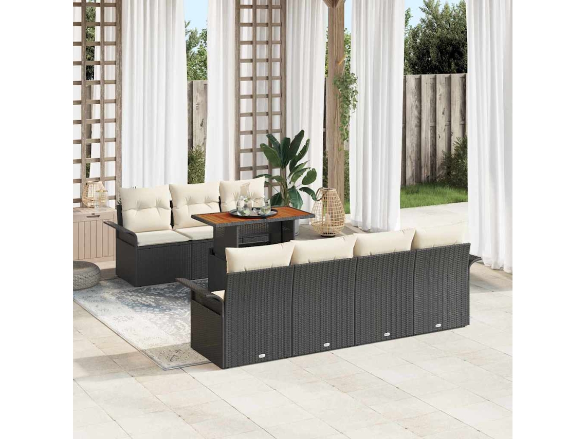 Vidaxl Conjunto De Sofá De Jardim 8 Unid. Preto E Creme