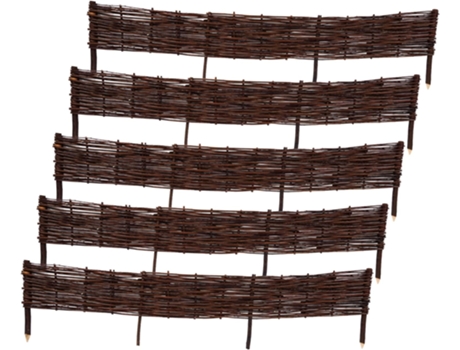 Conjunto De 5 Cercaduras De Jardim - 150 Cm X 20 Cm - Natural - Feito À Mão - Para Canteiros, Hortas, Canteiros - Cercas De Jardim