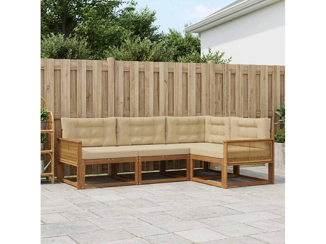 Vidaxl Conjunto De Sofás Para Exterior 4 Unid. Natural E Bege