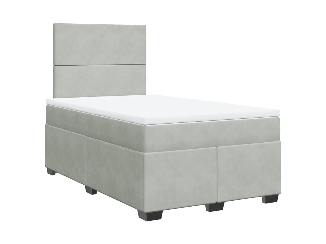 Cama Boxspring com Colchão Veludo Cinzento Claro MAISON EXCLUSIVE (120x200 cm)