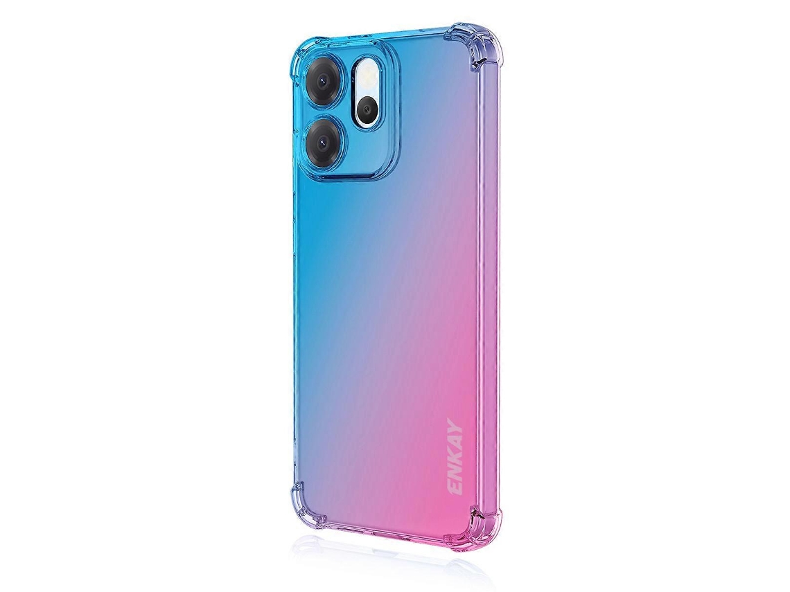 Capa Traseira De Tpu Enkay Com Quatro Cantos Espessos E À Prova De Quedas Para Oppo Reno14 F 5g, Azul E Rosa