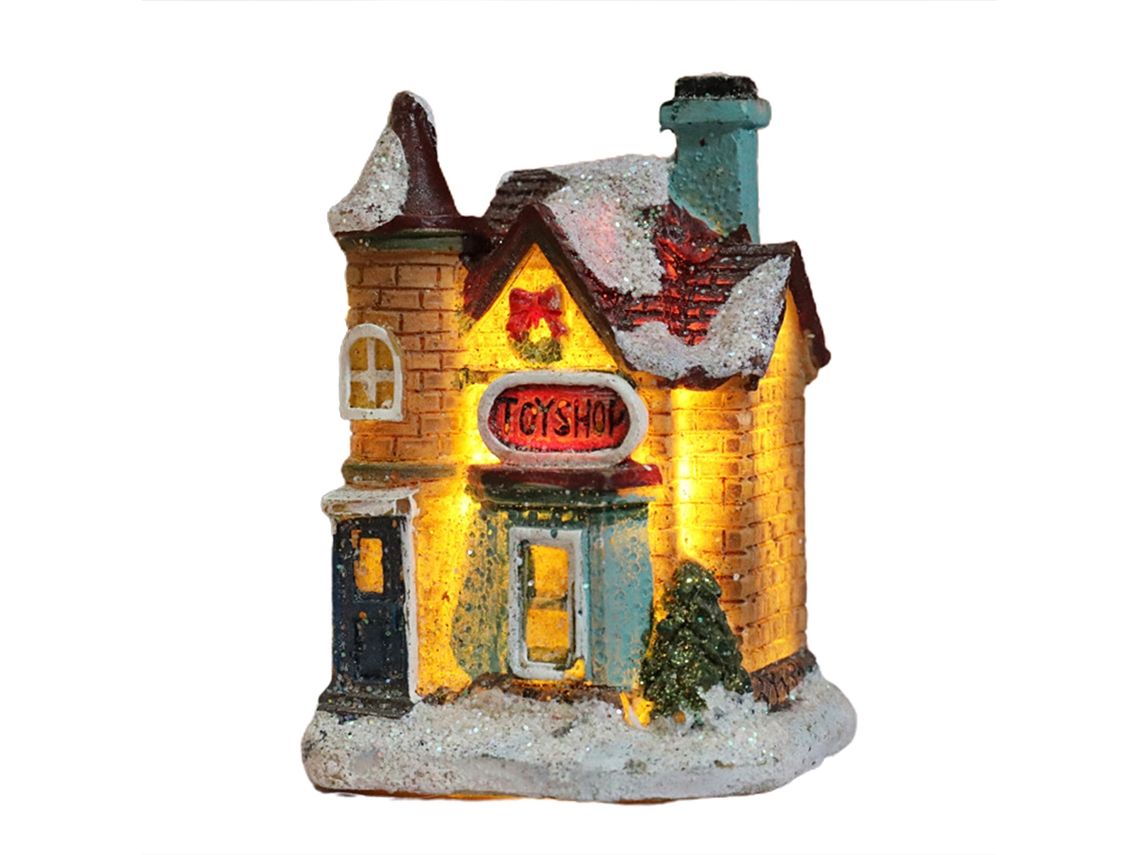 Decoração de Natal de casa de resina iluminada com LED S/MARCA