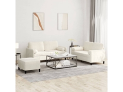 Vidaxl 3 Pcs Conjunto De Sofás Com Almofadas Veludo Cor Creme
