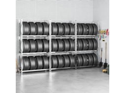 Vidaxl Unidades 3 Prateleiras P/ Pneus 3pcs 110x40x200 Cm Aço Prateado