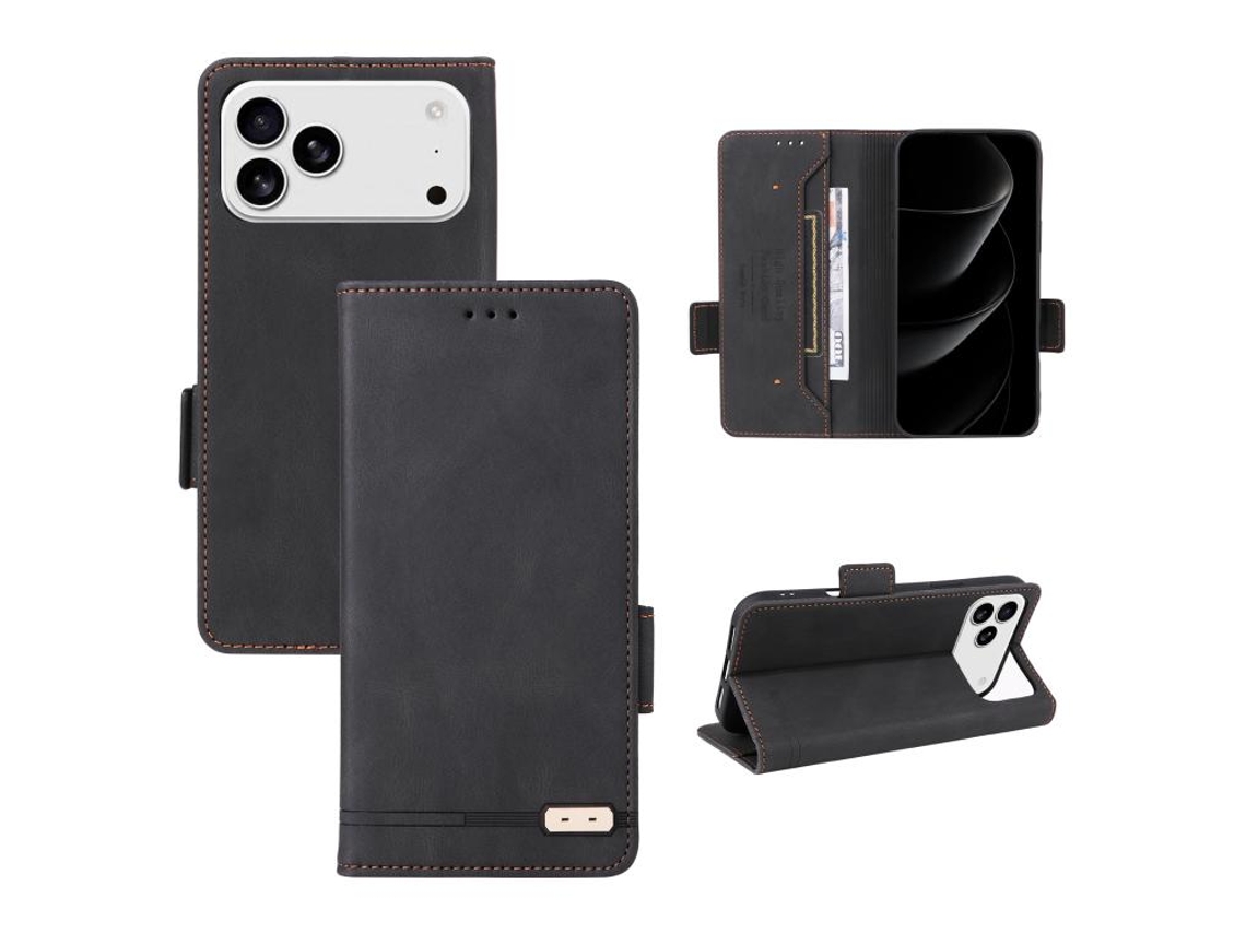 Capa De Couro Para Iphone 17 Pro Com Fecho Magnético