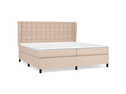 Cama com Molas e Colchão 200x200 cm Couro Artificial Cappuccino MAISON EXCLUSIVE