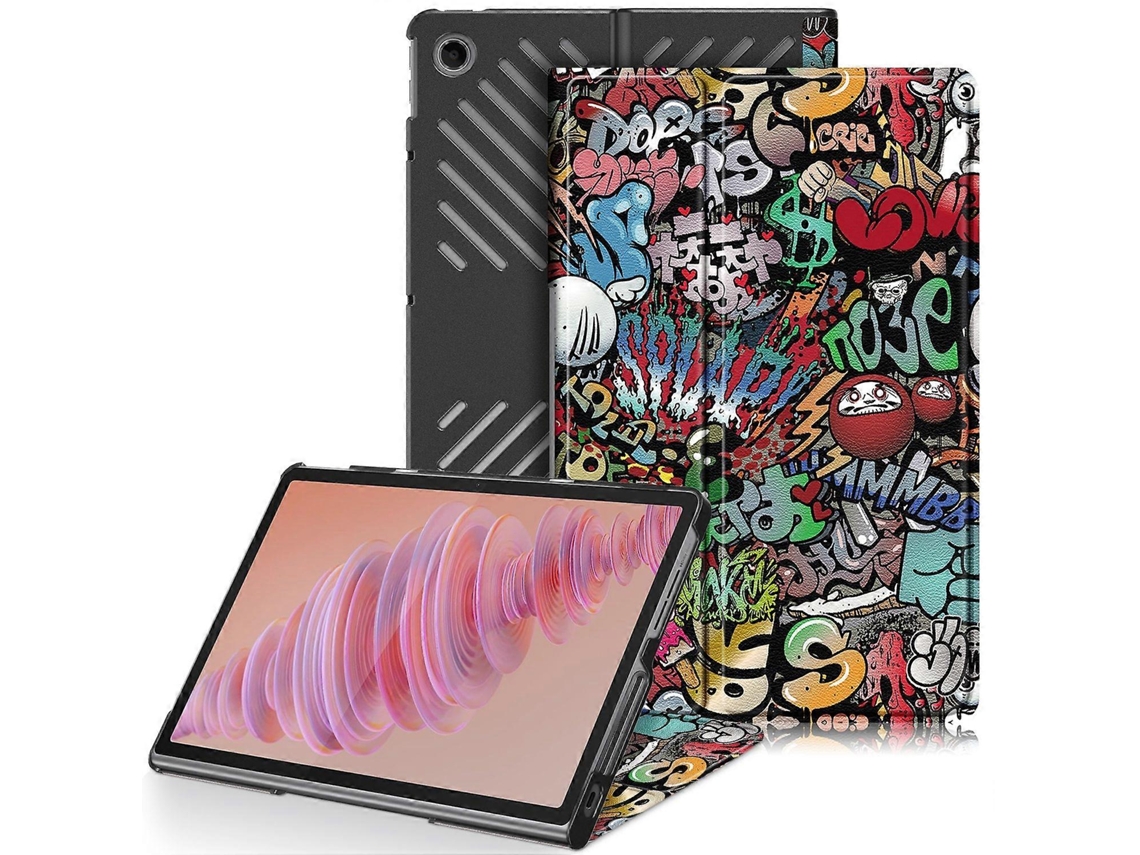 Capa De Couro Para Tablet Lenovo Tab Plus 11.5 Tb351fu Custer Com Pintura Em 3 Partes E Suporte Dobrável.