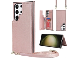 Capa Transversal Quadrada Com Fecho Duplo E Compartimento Para Cartões Para Samsung Galaxy S23 Ultra 5g Em Tpu+pu