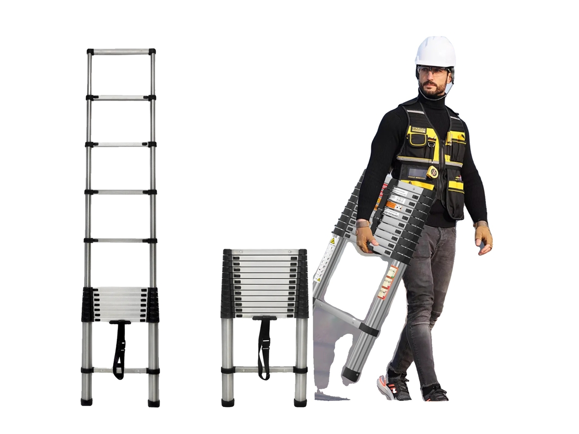 Escada Telescópica, Aço Inoxidável, Design Leve, 3.2m OEM