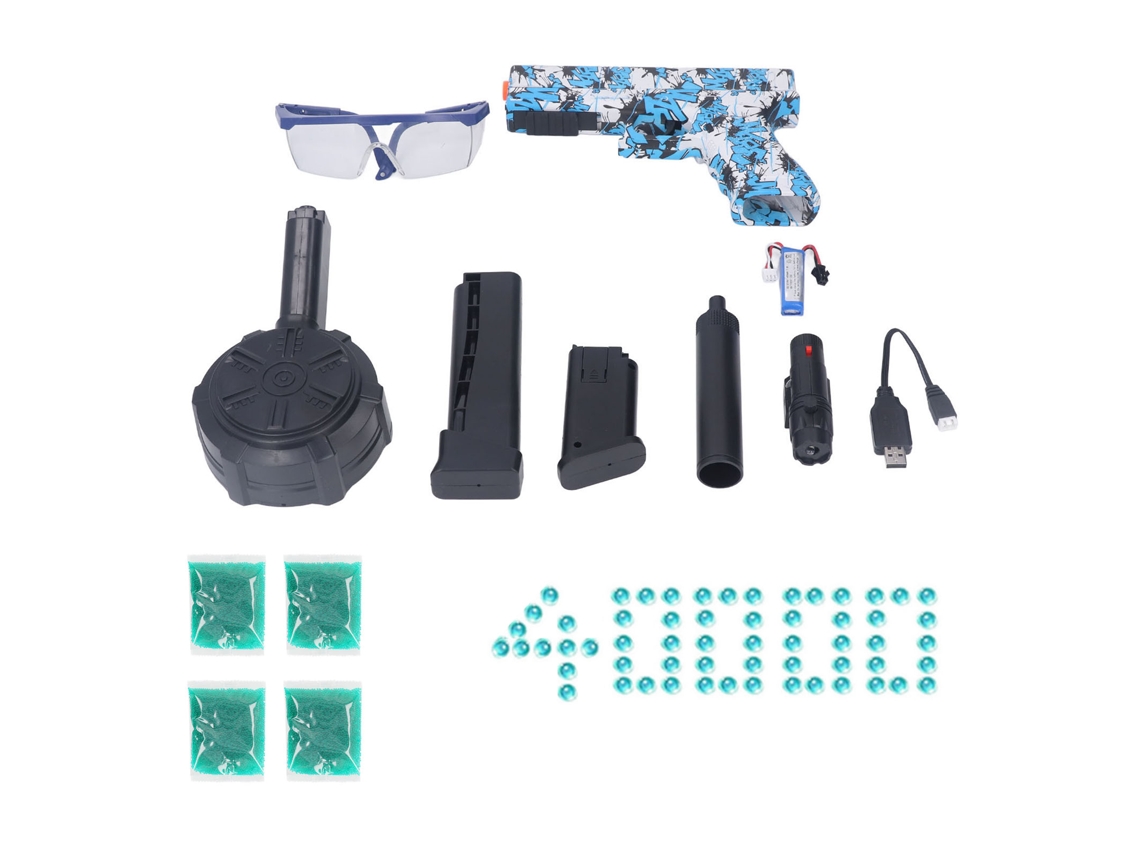 Mali pistola de Gel Splatter Elétrica Automática com Lanterna e 40 Mil Bolas de Água Amigável Ao Meio Ambiente Cor Azul Grafite