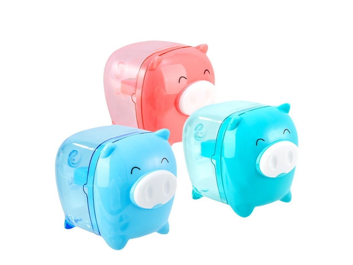 3 Mini Apontadores de Lápis Manuais em Formato de Porco, Cores Enviadas Aleatoriamente. XIAOMOYU