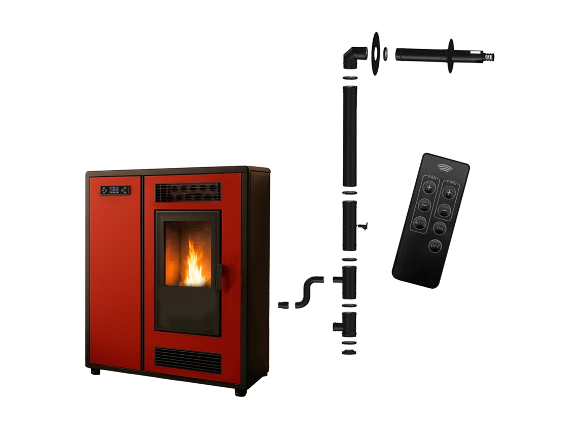 Salamandra A Pellets Slim Astral 12,2 Kw Bordeaux Sannover Kit De Instalação
