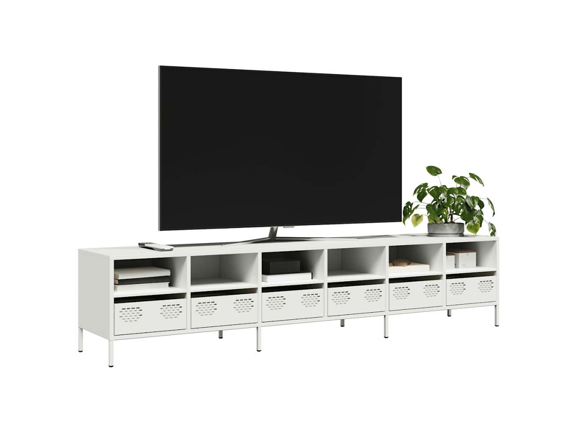 Móvel De Tv | Gabinete De Tv | Armário De Tv 202x39x43,5 Cm Aço Laminado A Frio Branco