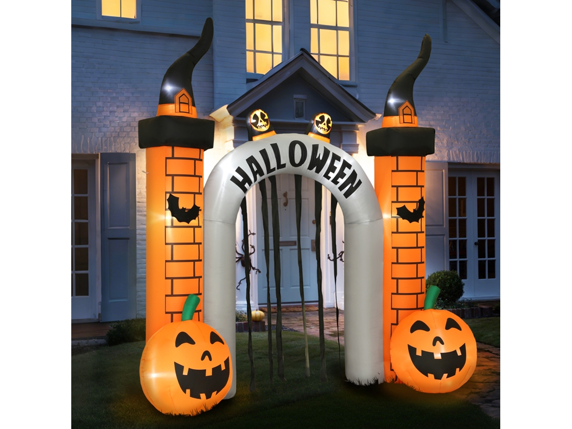 Arco Inflável Halloween Abóbora Com Leds, Poliéster