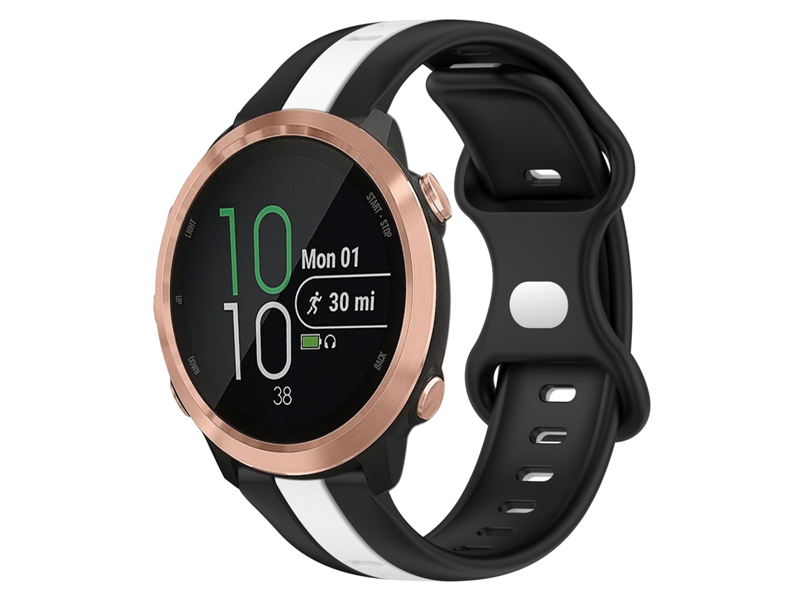 Bracelete de Smartwatch para Garmin Forerunner 645 Música 20mm Fivela Borboleta de silicone de duas cores (preto + branco)