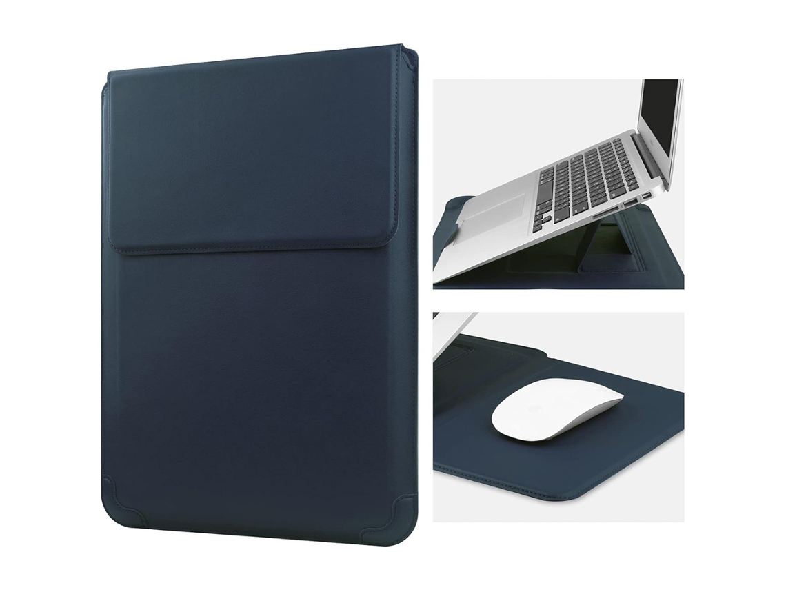 Bolsa Para Portátil Czhhmart Em Pu Com Suporte Integrado, Compatível Com Notebooks De 15 E 16 Polegadas Azul Escuro