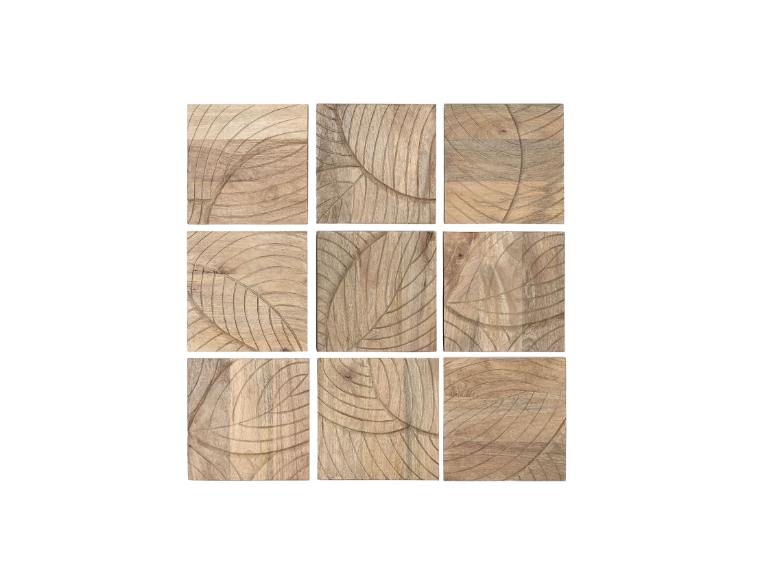 Decoração de parede com folhas de plantas modernas naturais Home Esprit 90 x 3 x 90 cm (9 peças)