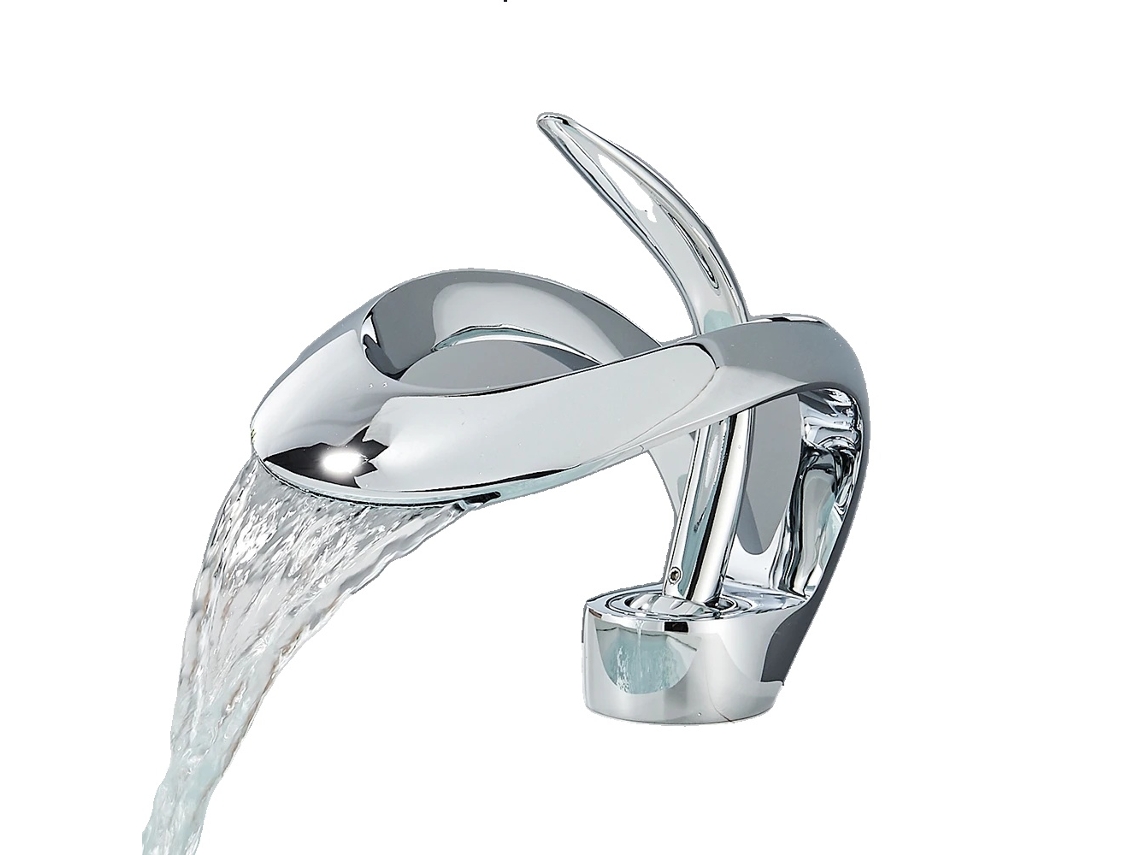 Torneira De Lavabo Em Cascata, Controle De Manípulo Único, Design Contemporâneo,torneira Misturadora Cromada Oem