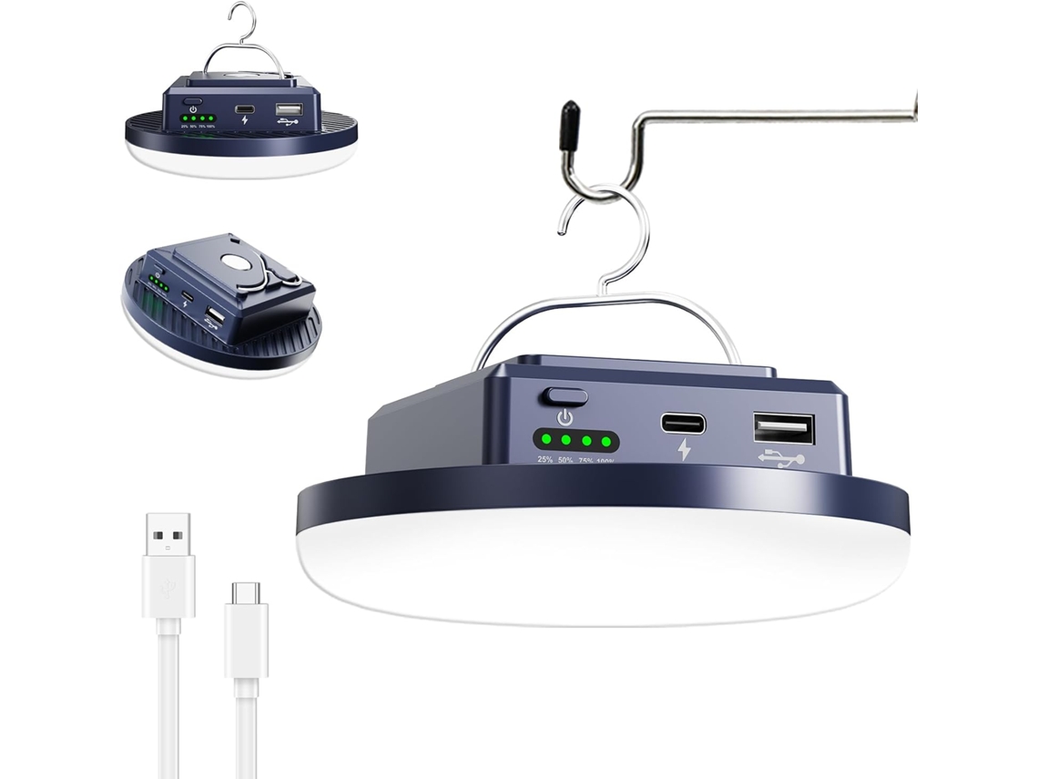 Lanterna De Emergência Exterior Recarregável Via Usb Com Luz Led Para Pendurar Em Toldos/tendas.