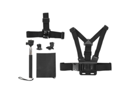 Kit De Acessórios Universais 5 Em 1 Para Câmeras Ação Gopro: Suporte Cabeça, Cinto Peito E Bastão Selfie.-aquaforge