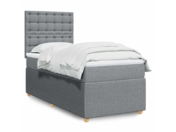 Vidaxl Cama Com Molas/colchão 90x200 Cm Tecido Cinza-claro