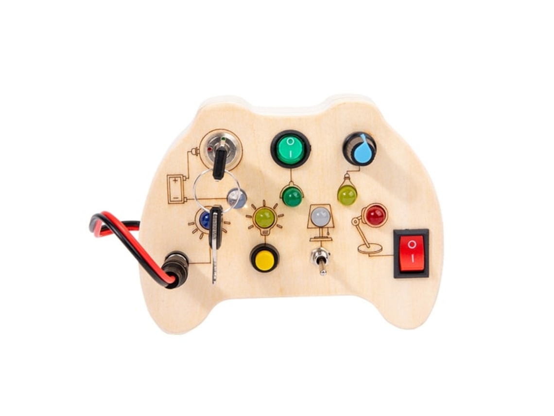 Quadro branco eletrônico Slowmoose para crianças pequenas, cubo de atividades Montessori com luz LED e teclas
