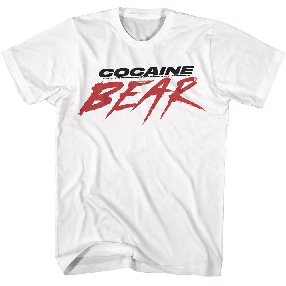Unisex Adult T-shirt Rockinstone Cocaine Bear Movie Logo Light White Sizexl