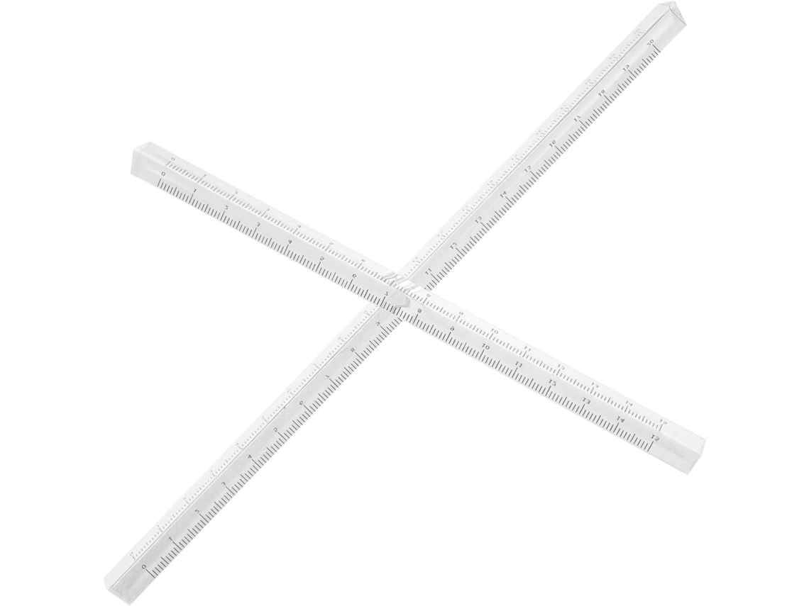 Régua Triangular Métrica De Plástico Transparente (2 Peças) Para