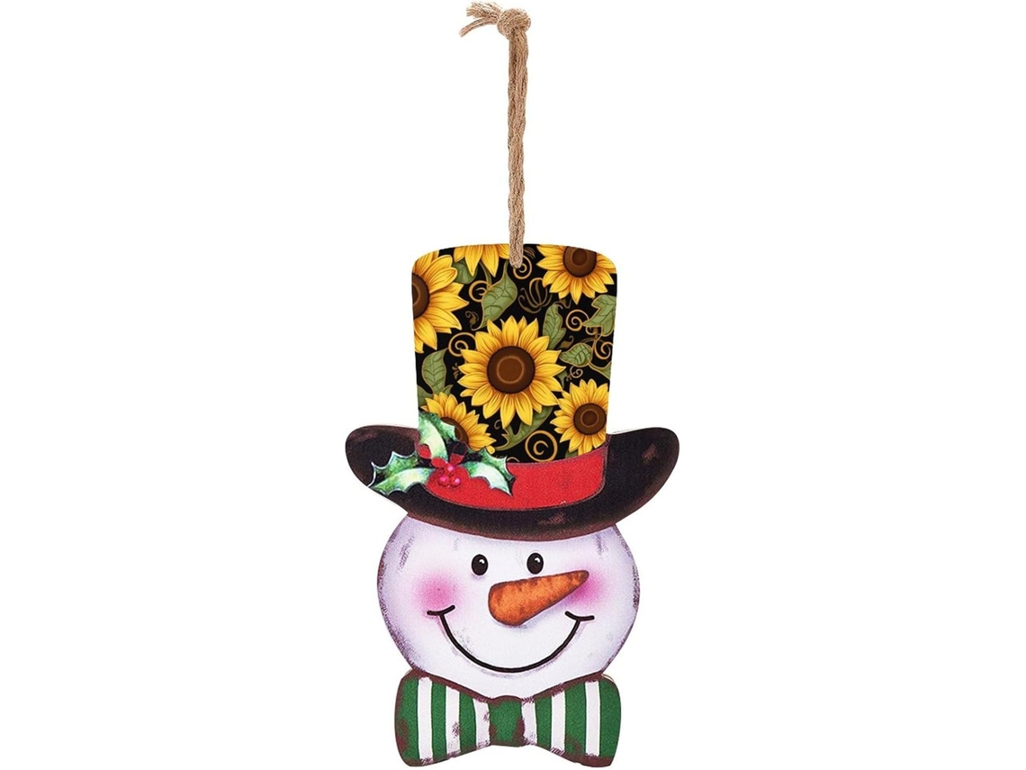 Enfeite De Natal De Madeira Com Boneco De Neve E De Árvo Variação 2359