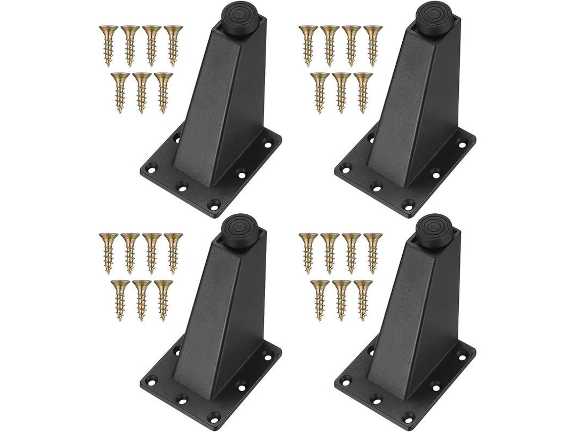Patas de móvel ajustáveis LINJOU, 6 peças, preto, 92mm