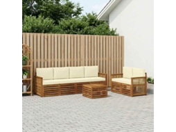 Vidaxl Conjunto De Sofás Para Exterior 7 Pcs Natural E Creme