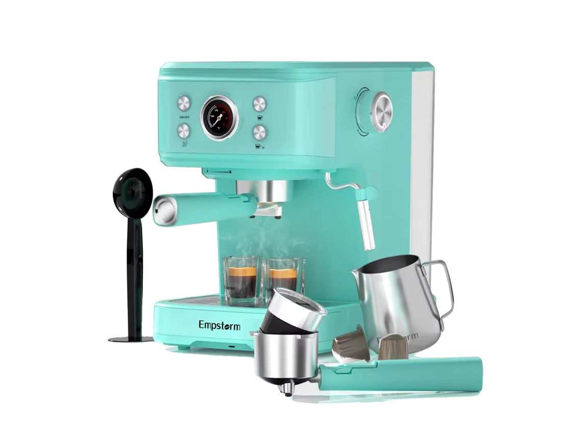 Máquina De Espresso, Termômetro Embutido, Batedor De Leite, 04e-azul Tiffany, Ue