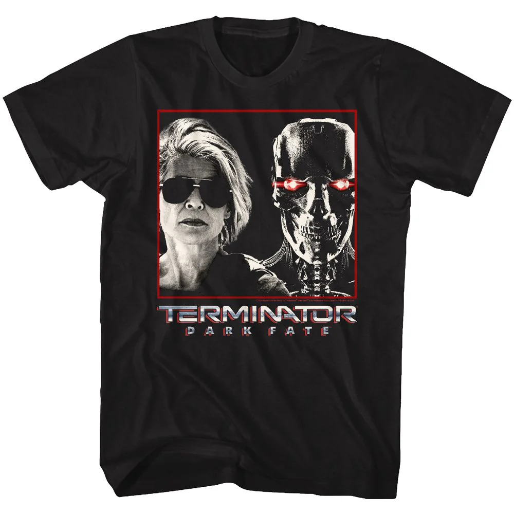 Unisex Adult T-shirt Rockinstone Terminator Dark Fate Sarah And Rev9 Black Sizem