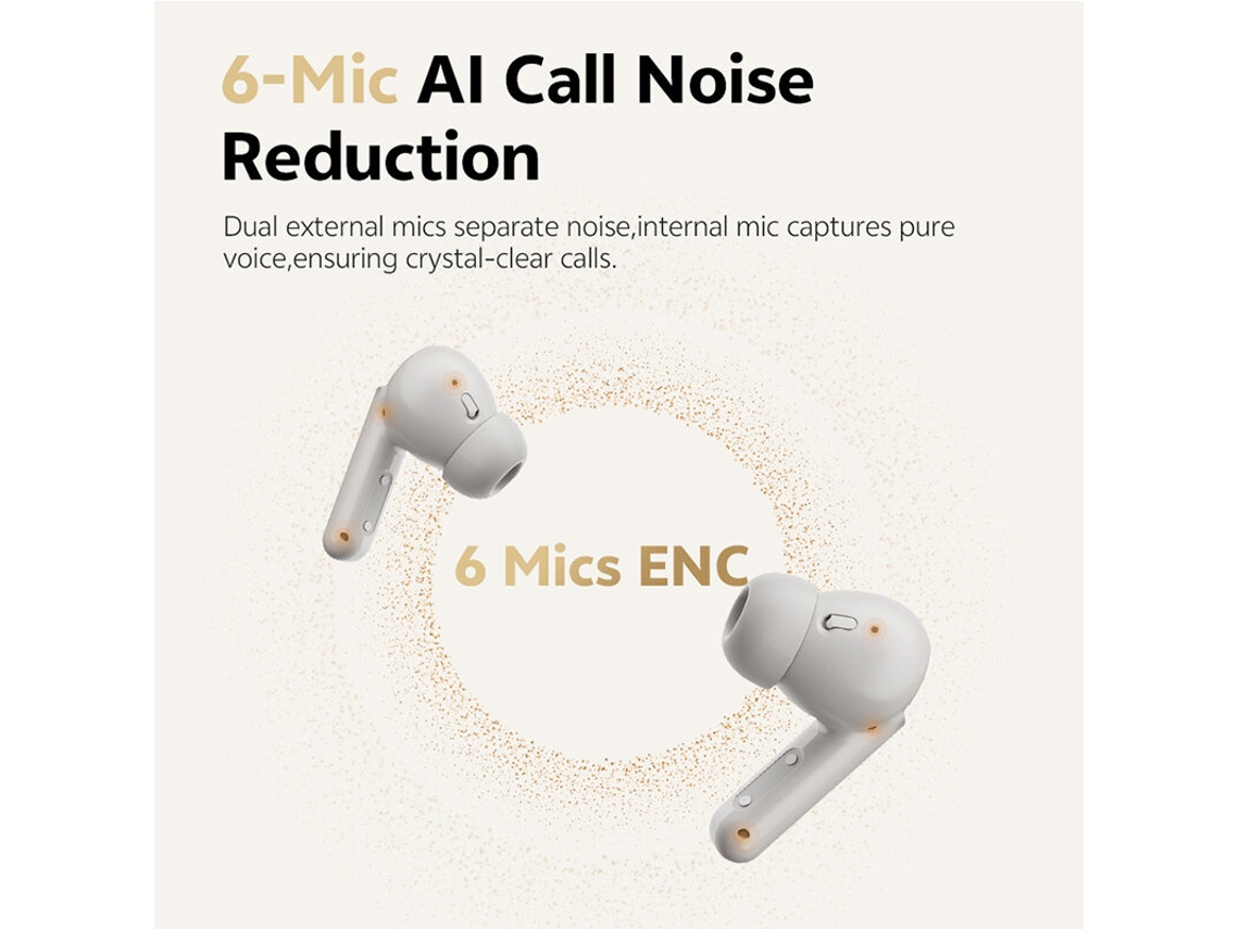 Fones de Ouvido Sem Fio Qcy Buds Anc Tws Sem Fio Bluetooth com Cancelamento de Ruído Adaptativo de 45db 6 Microfones e Baixa Latência Ideais MDUG