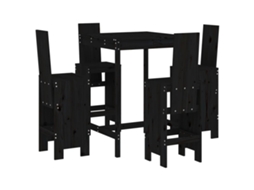 5 Pcs Conjunto de Bar para Jardim Pinho Maciço Preto MAISON EXCLUSIVE