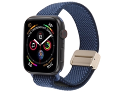 Bracelete Para Apple Watch 42/41/40/38mm - Nylon Elástico Bicolor Com Fivela Magnética Azul Escuro/azul Claro