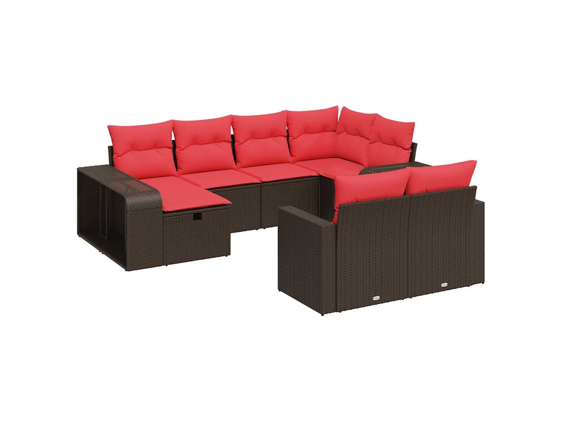 Conjunto de 10 Sofás Jardim com Almofadões Vime Pe Castanho MAISON EXCLUSIVE (10 pcs)