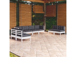 Vidaxl 8 Pcs Conjunto Lounge De Jardim C/ Almofadões Pinho Maciço